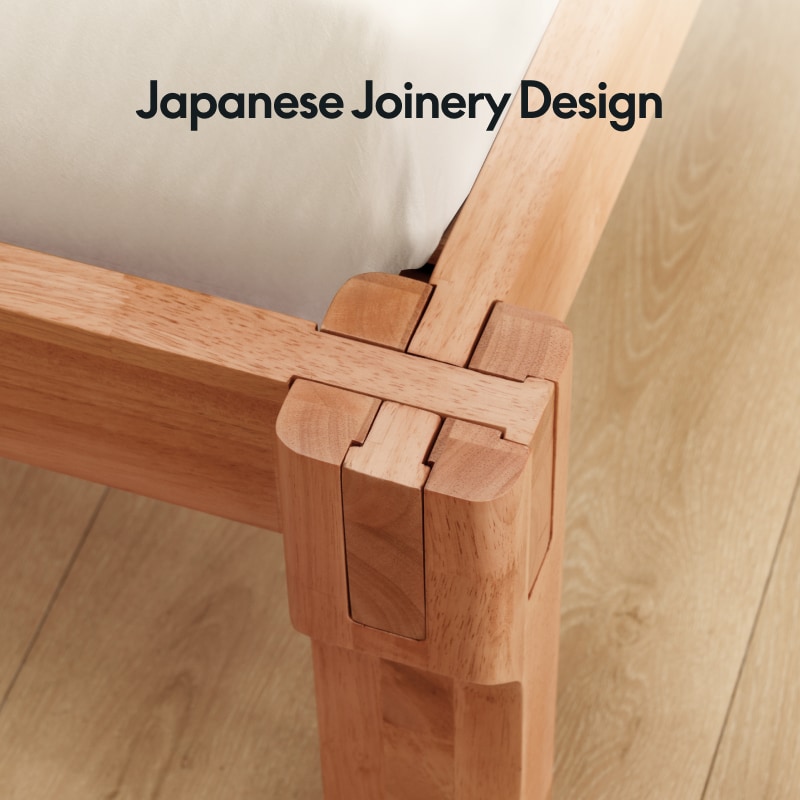 FlexiSpot Kana Japanese Joinery Bed with Headboard | Simple Design